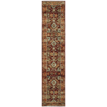 Oriental Weavers Andorra 7154A Red and Gold Hallway Runner Polypropylene Runner Rug - 2'6" x 12'