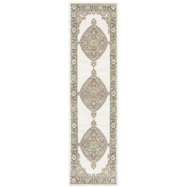 Oriental Weavers Andorra 7939D Beige and Tan Hallway Runner Medallion Runner Rug - 2'3" x 8'