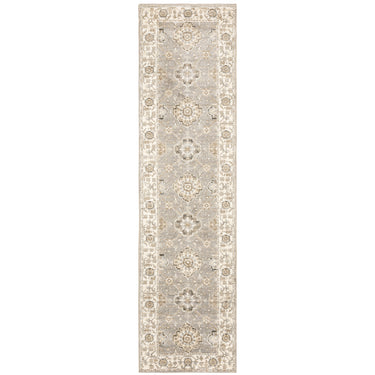 Oriental Weavers Andorra Grey 8929H Gray and Ivory Hallway Runner Medallion Runner Rug - 2'3" x 8'