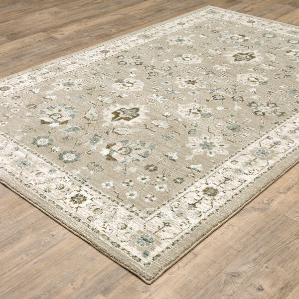 Oriental Weavers Andorra 8930L Beige and Ivory Small Entryway Accent Medallion Area Rug - 1'10