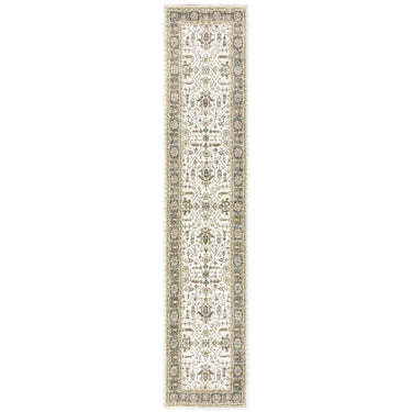 Oriental Weavers Andorra 9537P Ivory and Gray Hallway Runner Polypropylene Runner Rug - 2'6" x 12'