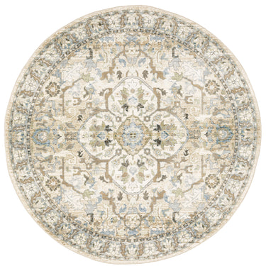 Oriental Weavers Andorra 9818G Beige and Ivory Round Accent Traditional Round Rug - 7'10" Round