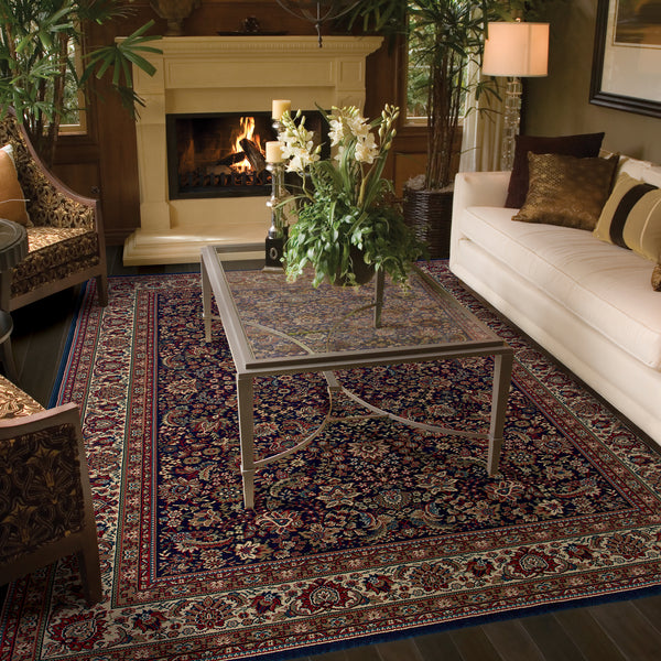 Oriental Weavers Ariana 113B2 Blue and Red Small Entryway Accent Medallion Area Rug - 2' x 3' lifestyle