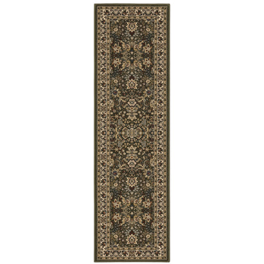 Oriental Weavers Ariana 213G8 Green and Ivory Hallway Runner Medallion Runner Rug - 2'3" x 7'9"
