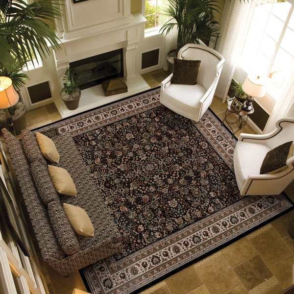 Oriental Weavers Ariana 213K8 Black and Ivory Hallway Runner Polypropylene Runner Rug - 2'7