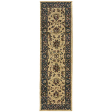 Oriental Weavers Ariana 311Z3 Ivory and Blue Hallway Runner Polypropylene Runner Rug - 2'3" x 7'9"