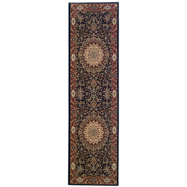 Oriental Weavers Ariana 095B3 Blue and Red Hallway Runner Traditional Runner Rug - 2'3" x 7'9"