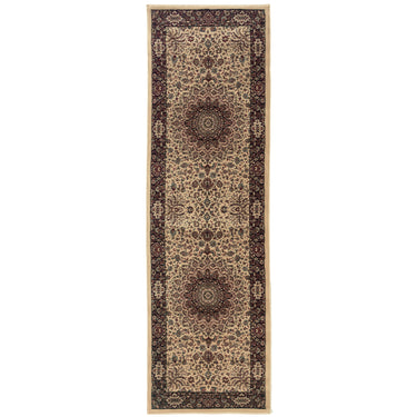 Oriental Weavers Ariana 095I8 Ivory and Black Hallway Runner Polypropylene Runner Rug - 2'7" x 9'4"