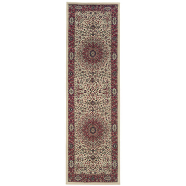 Oriental Weavers Ariana 095J3 Ivory and Red Hallway Runner Traditional Runner Rug - 2'3" x 7'9"
