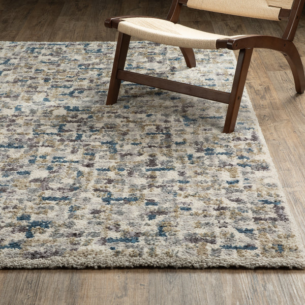 Oriental Weavers Aspen 3514A Ivory and Blue Compact Bedroom Accent Abstract Area Rug - 3'10