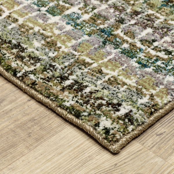 Oriental Weavers Atlas 747A0 Green and Multi Hallway Runner Abstract Runner Rug - 2'6