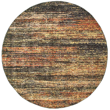 Oriental Weavers Atlas 8037C Gold and Charcoal Round Accent Abstract Round Rug - 7'10" Round