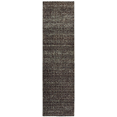 Oriental Weavers Atlas 8048Q Black and Gray Hallway Runner Geometric Runner Rug - 2'3" x 8'