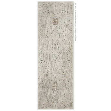 Oriental Weavers Avalon AVA01 Ivory and Beige Hallway Runner Medallion Runner Rug - 2'7" x 7'7"