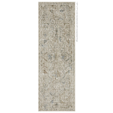 Oriental Weavers Avalon AVA02 Beige and Blue Hallway Runner Polyester Runner Rug - 2'7" x 7'7"