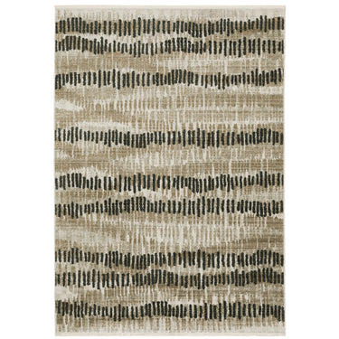 Oriental Weavers Bauer 8120D Beige and Charcoal Extra Large Room Anchor Abstract Area Rug 9'10" x 12'10" β full overhead view of the rug
