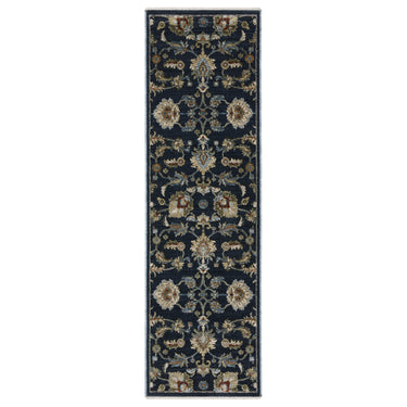 Oriental Weavers Capella CAP05 Navy Blue and Multi Hallway Runner Medallion Runner Rug 2'3" x 7'6" β runner shape view