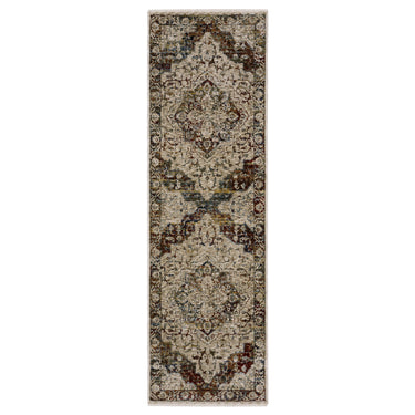 Oriental Weavers Capella CAP12 Beige and Multi Hallway Runner Traditional Runner Rug 2'3" x 7'6" β runner shape view