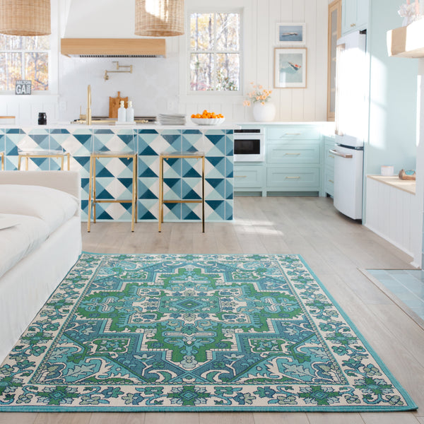 Oriental Weavers Meridian 2808G Blue/Green Indoor/Outdoor Rug - 3'7