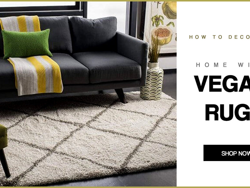 Modern 8x10 wool rug placed in a sustainable living room with natural light and eco-friendly decor