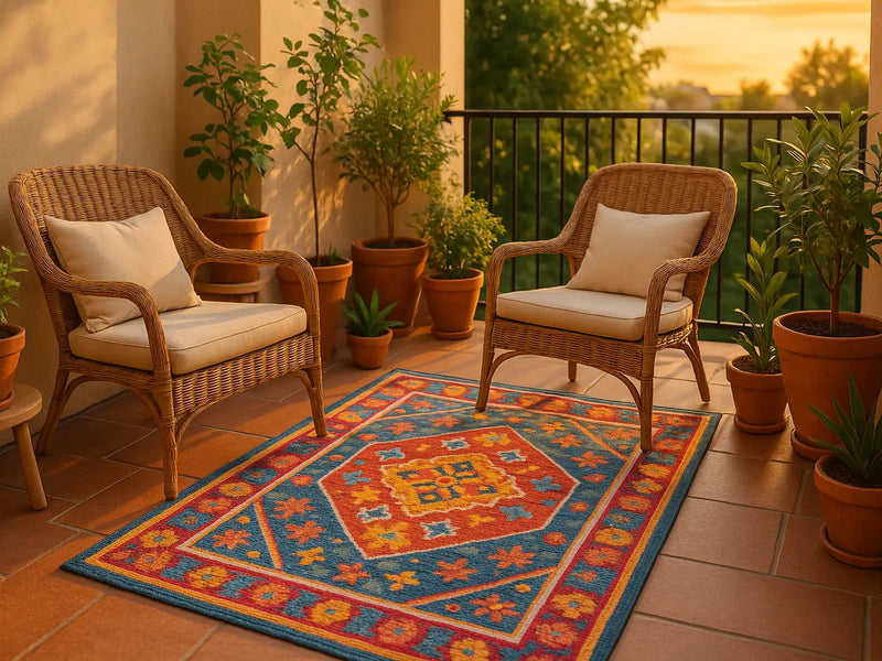 Cozy entryway styled with a patterned 3x5 rug, perfect for small spaces like bathrooms and doorways