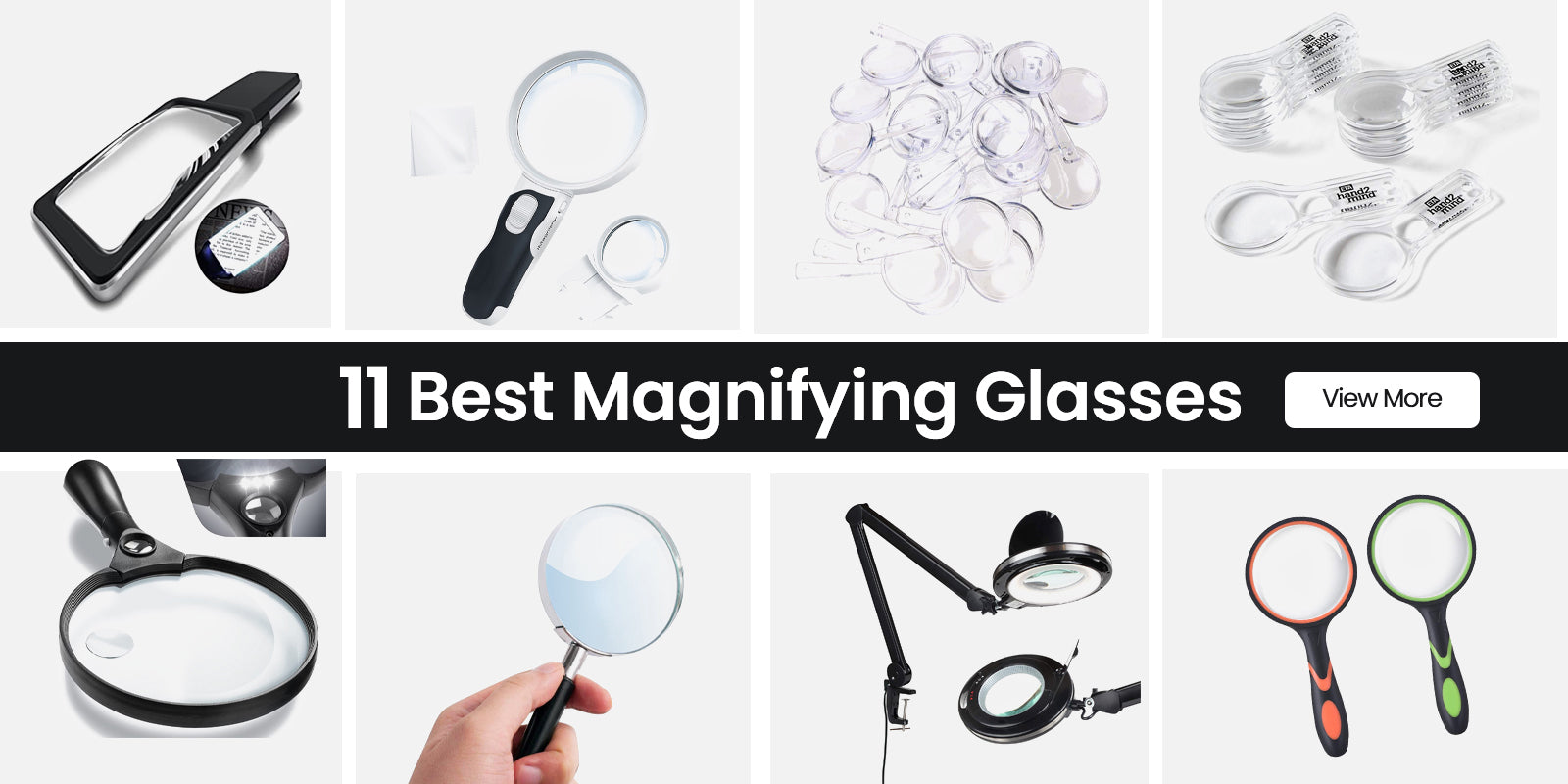 5 inch 10x Handheld Magnifying Glass - Clear Glass Lens