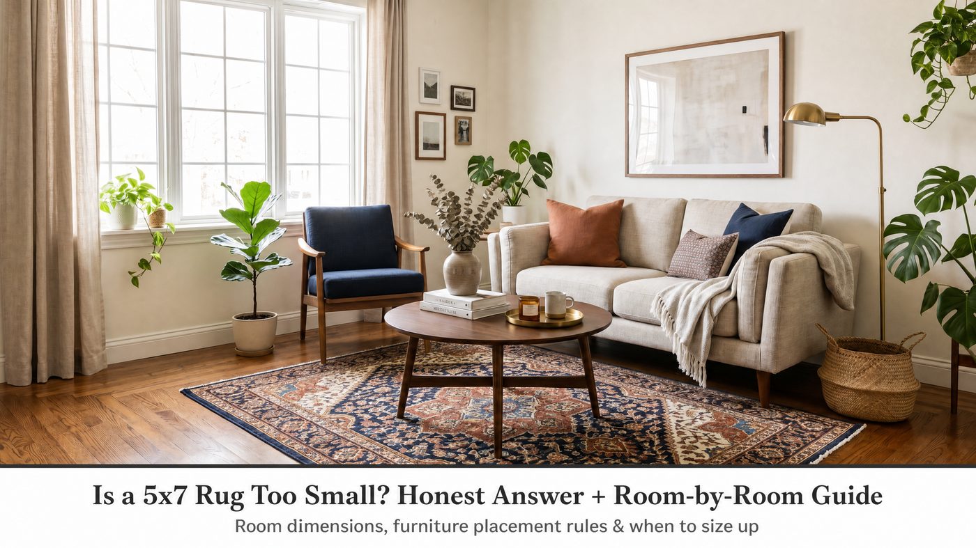Is a 5x7 rug big enough for a living room - size guide