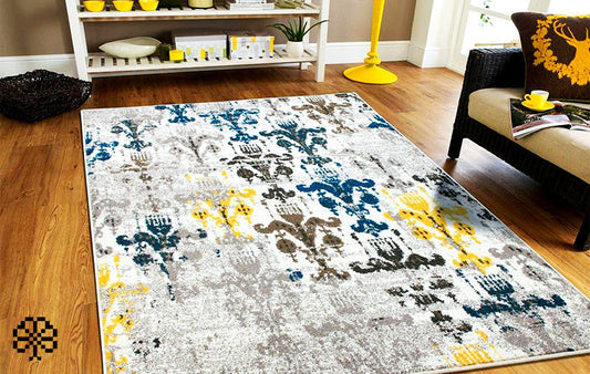 5x8 area rug in a modern living room setup