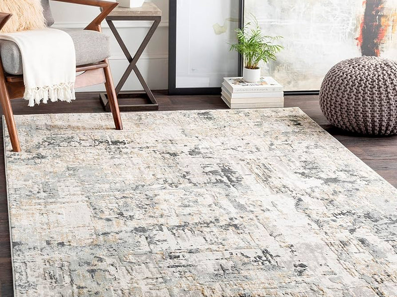 Colorful polyester area rug in a cozy living room