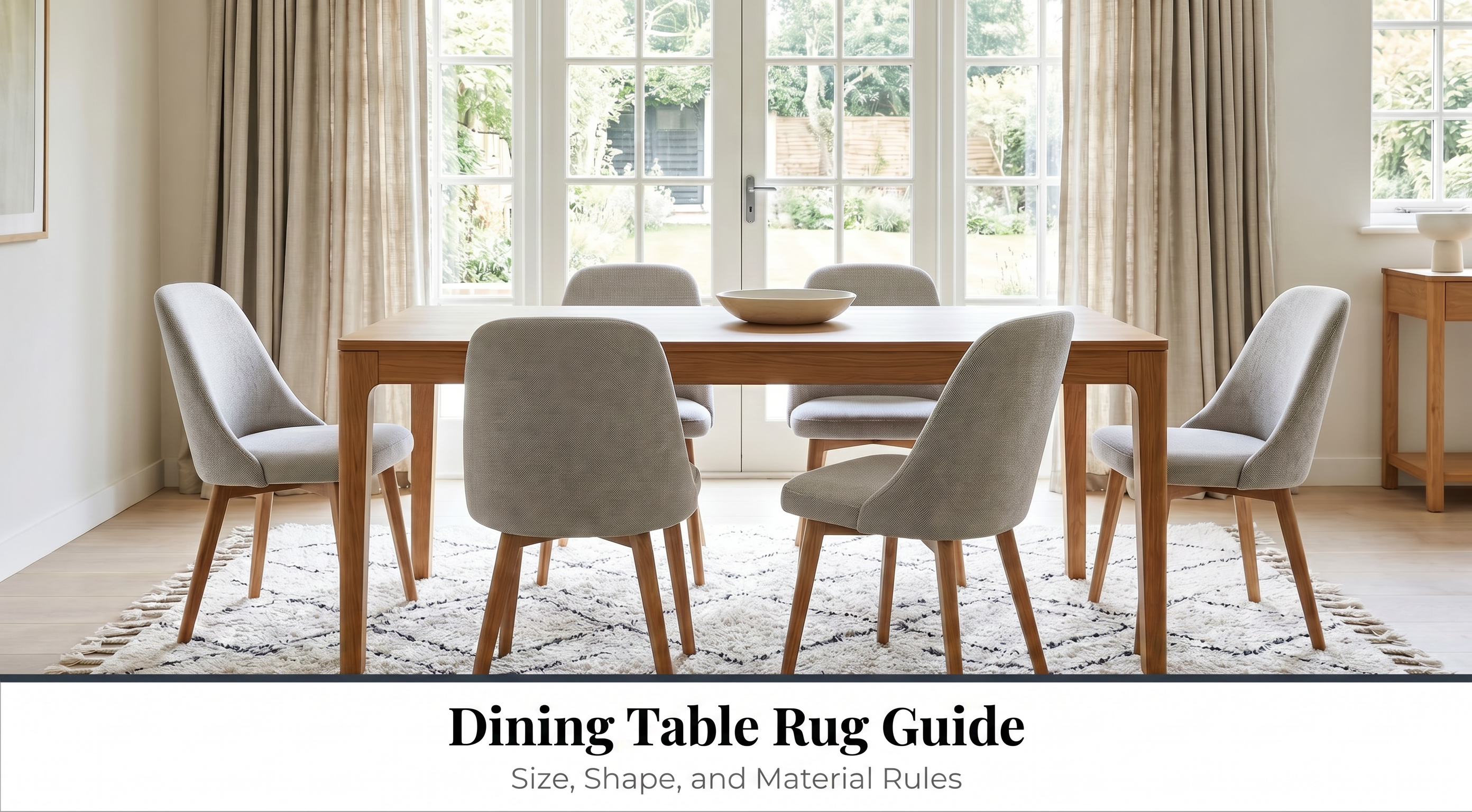 Dining Table Rug Guide: Size, Shape, and Material Rules