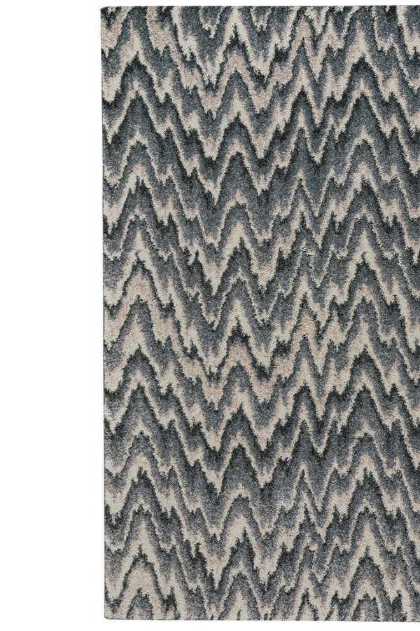Mineral-Flamestitch Blue Slate Area Rug