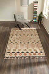 Tahoe TA-04 light grey and ivory handmade wool area rug in modern living room