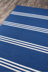 Veranda VR-16 Handmade Blue Striped Outdoor/Indoor Polypropylene Rug