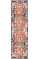 Modern rust cotton printed rug for stylish living room décor.