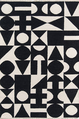Roberta black handwoven wool rug for classic and contemporary décor