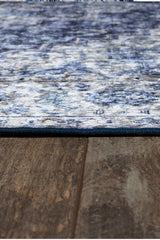 Elegant blue printed rug with intricate patterns, KAR-8 Karachi design
