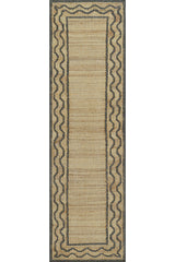Eco-friendly jute and wool blend rug with handwoven ripple texture.