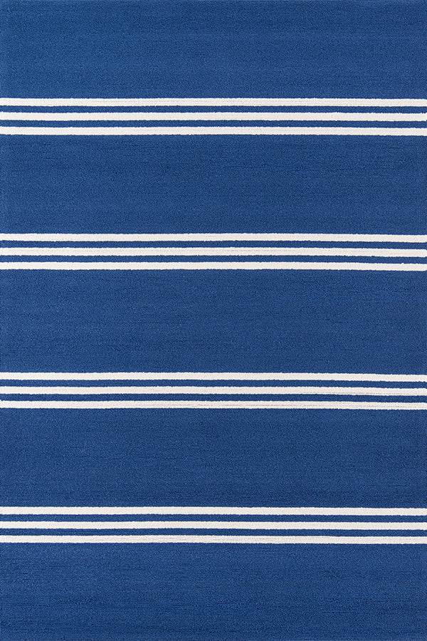 Veranda VR-16 Handmade Blue Striped Outdoor/Indoor Polypropylene Rug
