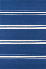Veranda VR-16 Handmade Blue Striped Outdoor/Indoor Polypropylene Rug