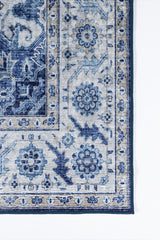 Karachi KAR-8 blue printed area rug with non-slip backing for living room décor