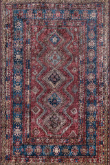 Karachi KAR-1 Burgundy Runner Rug – 100% Polyester Indoor Printed Non-Slip Rug