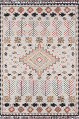 Durable 100% wool handmade rug in light grey and ivory color scheme