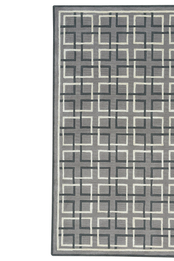 Square Trellis Grey Area Rug