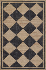 Orchard ORC-5 Block Black & Ivory Handwoven Checkered Jute Wool Area Rug – Indoor Rug