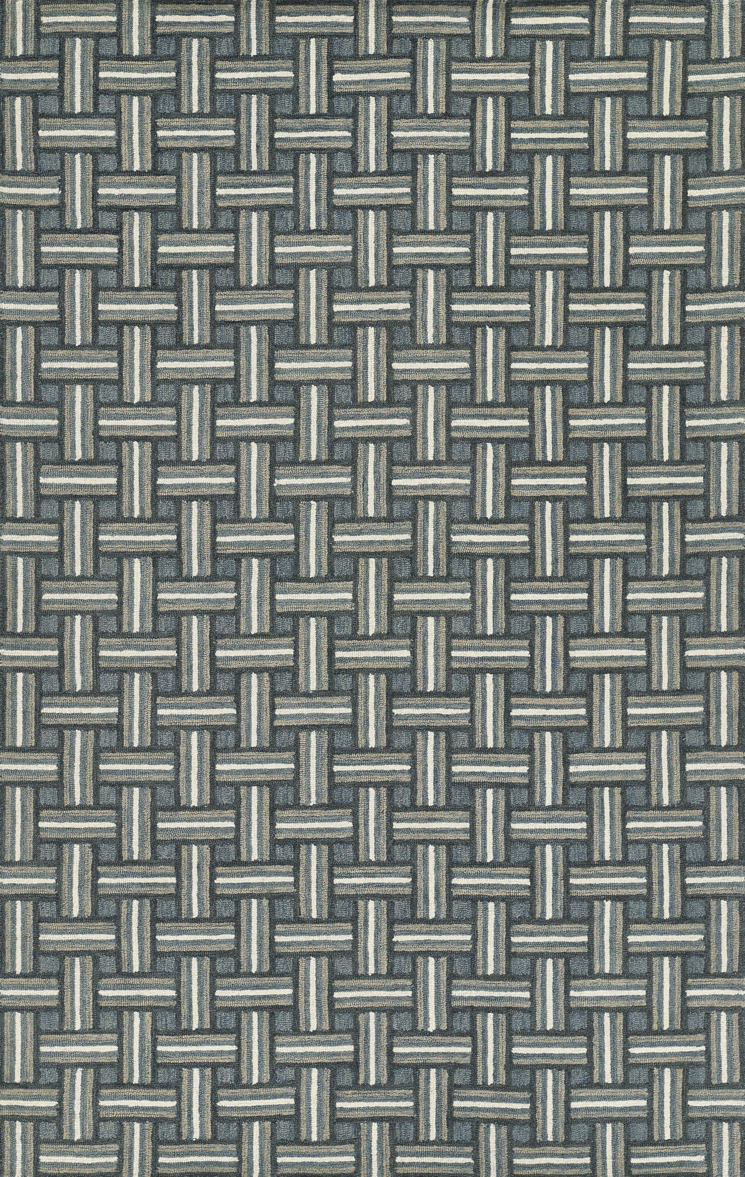 Basketweave Blue Hand - Tufted Area Rug, Abbott ABB-3 8' X 10'