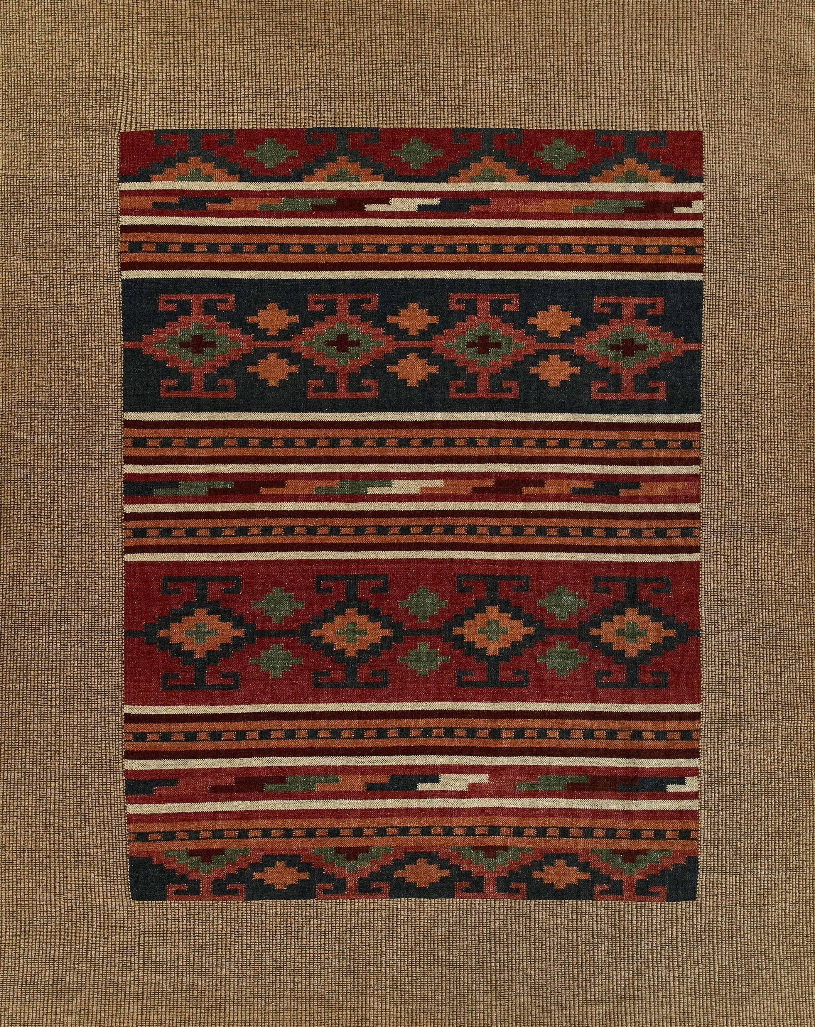 Multi Wool area rug 8' X 10' - styled in a living room