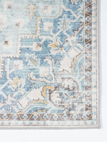 Blue Polyester area rug 5' X 7' - close-up of pattern and texture