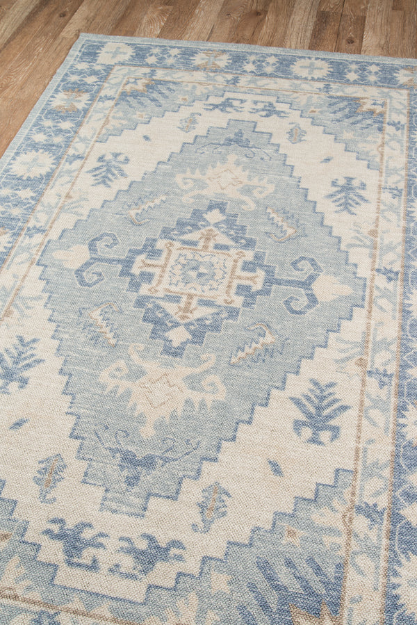 Machine Made Wool Blue Traditional Area Rug – 5'3