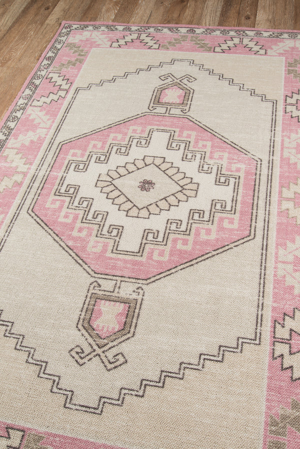 Machine Made Wool Pink Traditional Runner Rug – 2'3