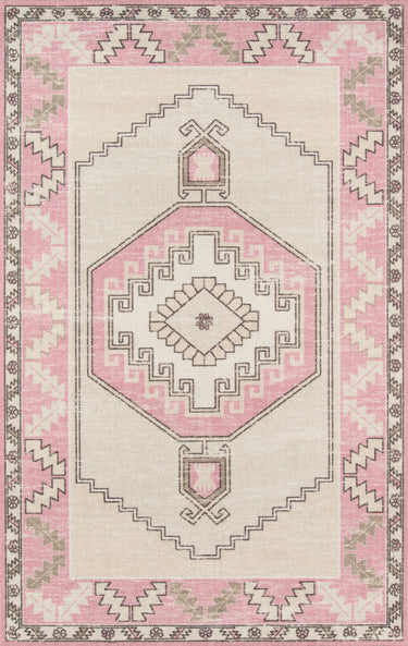 Momeni Anatolia 50% Wool 50% Nylon Pink Area Rug, 5'3" X 7'6"